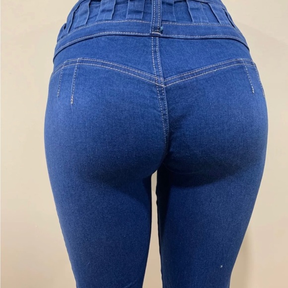New diva star high rise stretch push up Colombian medium blue skinny jeans - Picture 3 of 4